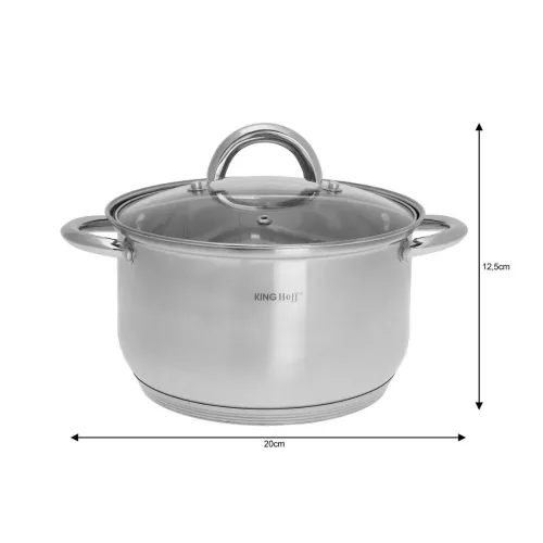 Kinghoff 12 darabos edénykészlet - rozsdamentes acél, edzett üveg fedő (KH-4450)