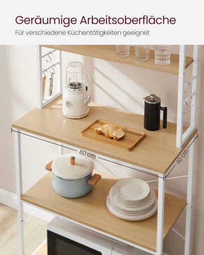 Konyhai álló polc - Vasagle - 80 x 167 cm (fehér)