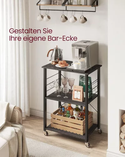 Kerekes polc / tálalókocsi - Vasagle Loft (fekete)