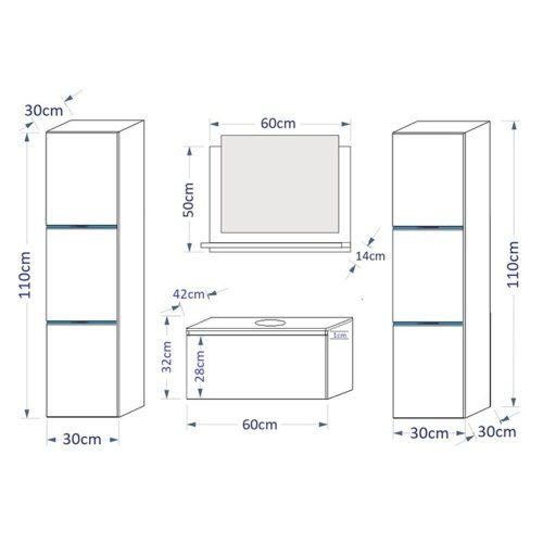 Venezia Like II. fürdőszobabútor szett + mosdókagyló + szifon (sonoma tölgy)