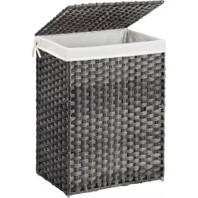 Polyrattan szennyeskosár - Songmics - 90 L (szürke)