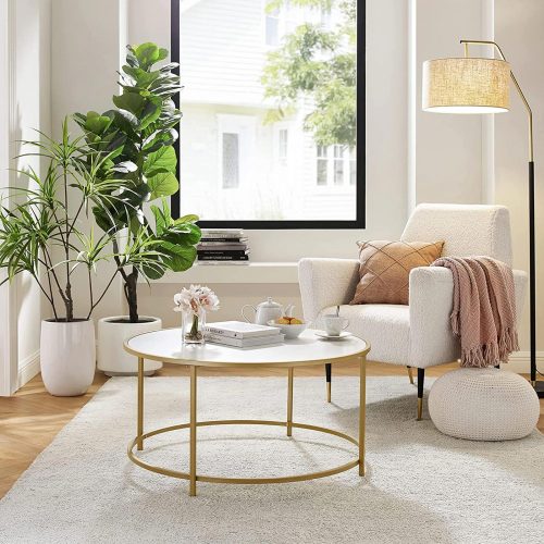 Dohányzóasztal - Vasagle Loft - Ø84 cm (arany) 