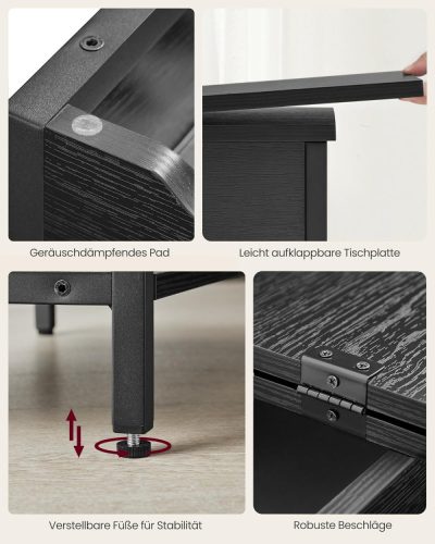 Oldal asztal / éjjeliszekrény - elektromos hálózati és USB csatlakozással (fekete)