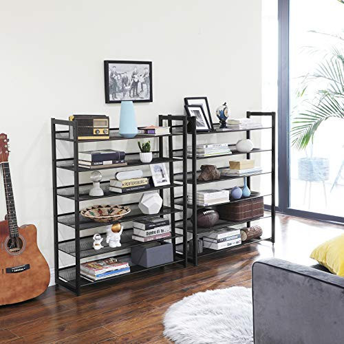 Cipőtartó állvány - 2 x 6 szintes - 92 x 223 cm (fekete)