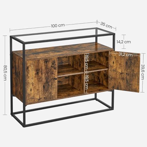 Tálalószekrény / komód - Vasagle Loft - 100 x 80 x 35 cm