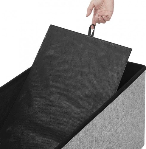 Tároló pad / tároló puff - Vasagle Loft - 76 x 38 cm - világos szürke