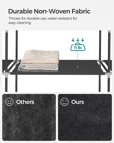 Szövet ruhásszekrény / mobil gardrób - 150 x 175 x 45 cm (fekete)