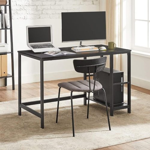 Íróasztal / számítógépasztal polcokkal - Vasagle Loft - 120 x 60 cm (fekete)