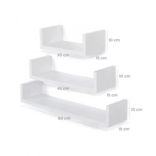 Falipolc szett - 3 részes - 30-45-60 cm (fehér)
