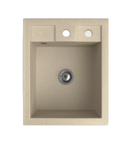 Gránit Mosogató NERO Parma + Design csaptelep + dugóemelő + szifon (bézs)