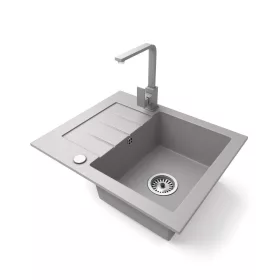   Gránit mosogatótálca NERO Monza + Design csaptelep (szürke)