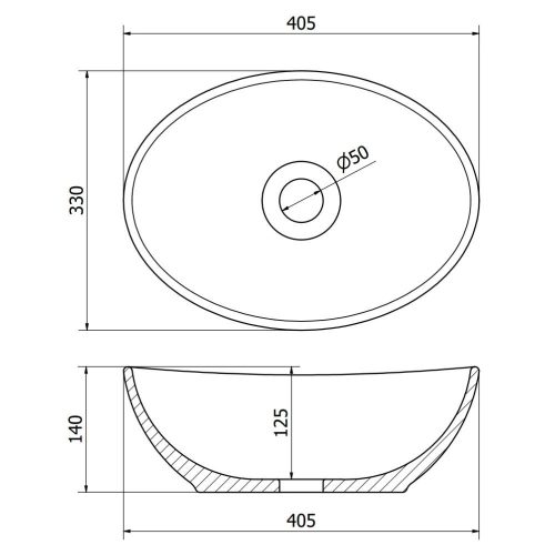 Mexen Elza pultra építhető kerámia mosdó - 40 x 34 cm fekete-fehér (21014075)