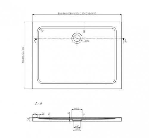 Mexen Slim zuhanytálca 100 x 90 cm + szifon - fehér (40109010) 