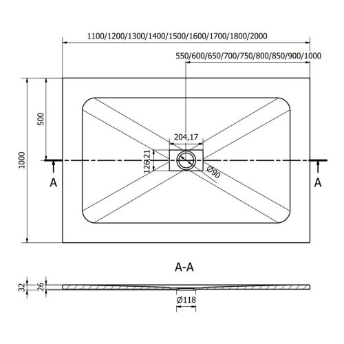 Mexen Hugo kőhatású zuhanytálca 100 x 140 cm + szifon - fehér (42101014) 
