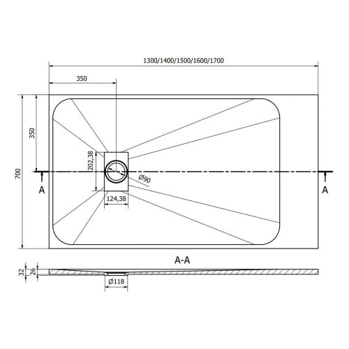 Mexen Hugo kőhatású zuhanytálca 70 x 140 cm + szifon - fehér (42107014) 