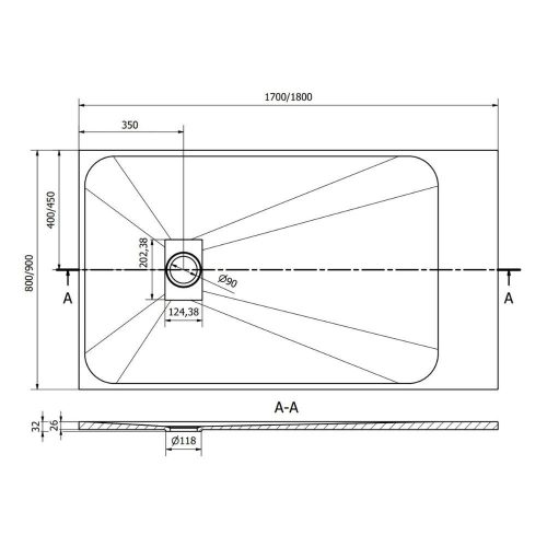 Mexen Hugo kőhatású zuhanytálca 80 x 170 cm + szifon - fehér (42108017) 