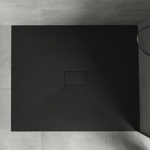 Mexen Hugo kőhatású zuhanytálca 100 x 120 cm + szifon - fekete (42701012) 
