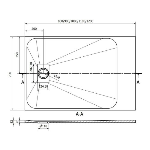 Mexen Hugo kőhatású zuhanytálca 70 x 80 cm + szifon - fekete (42707080) 