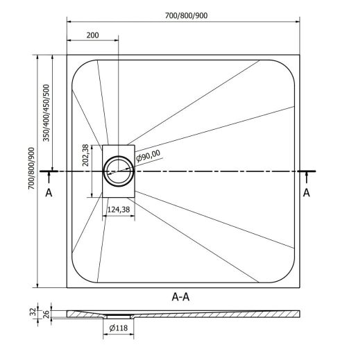 Mexen Hugo kőhatású zuhanytálca 80 x 80 cm + szifon - fekete (42708080) 