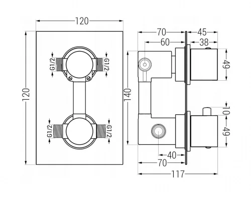 Mexen Cube falsík alatti termosztátos zuhany csaptelep - arany (77502-50)