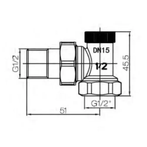 Radiátor sarokszelep készlet - 1/2" (MRVA00012-B / LB-00074-B)