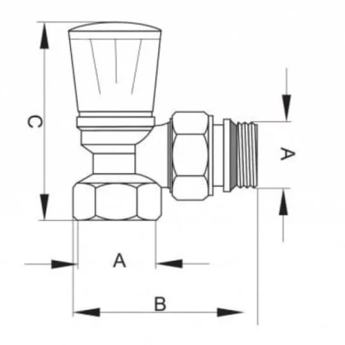 Radiátor sarok szelep - 1/2" - MRVA00012-B