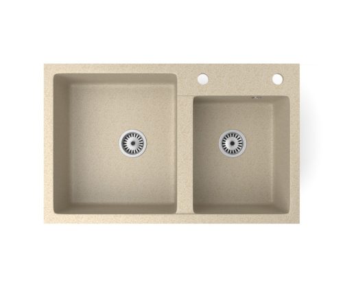 Gránit mosogatótálca NERO Palazzo + Steel csaptelep + adagoló (bézs)