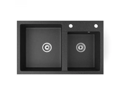 Gránit mosogatótálca NERO Palazzo + magasított csaptelep + adagoló (fekete)