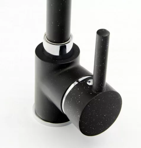 Gránit mosogatótálca NERO Boss + Steel csaptelep + dugókiemelő (fekete)