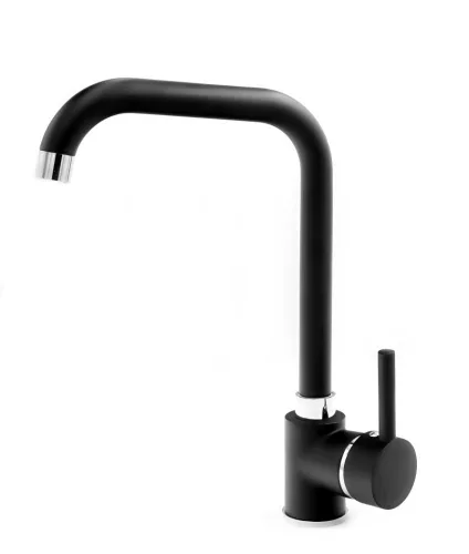 Gránit mosogatótálca NERO Boss + Steel csaptelep + dugókiemelő (matt fekete)