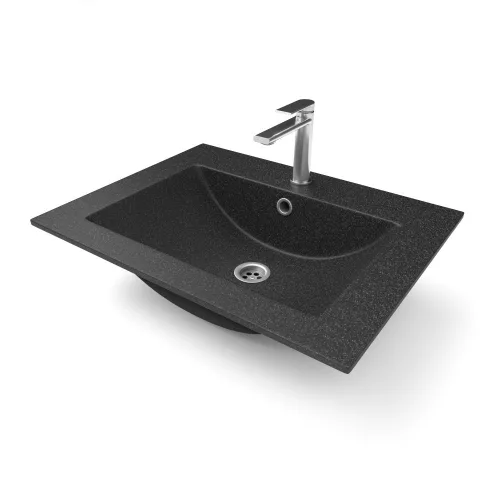 Gránit mosdó NERO Primo + szifon - 61 x 46 cm (fekete)