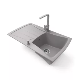   Gránit mosogatótálca NERO Venezia + Design csaptelep + adagoló (szürke)