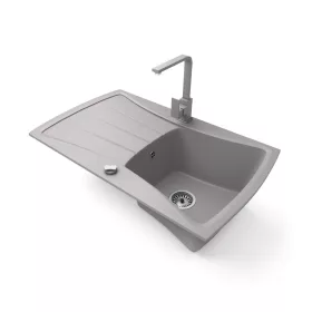   Gránit mosogatótálca NERO Venezia + Design csaptelep + dugókiemelő (szürke)