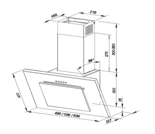 MAAN Vertical-2 50 páraelszívó / szagelszívó - 50 cm - fehér / üveg