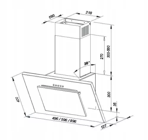 MAAN Vertical-2 60 páraelszívó / szagelszívó - 60 cm - fehér / üveg