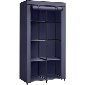   Szövet ruhásszekrény / mobil gardrób - 88 x 168 cm (kék)