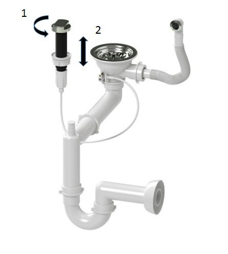 Laneo T44-44CM Gránit Mosogató + dugóemelő (matt fekete) 