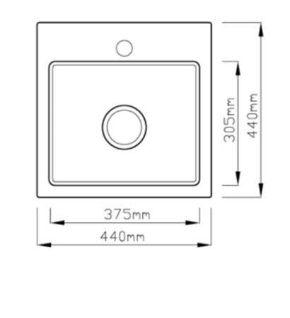 Laneo T44-44CM Gránit Mosogató + Szifon (matt fekete) 