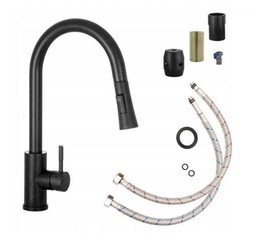 Gamma Next kihúzható zuhanyfejes mosogató csaptelep - fekete