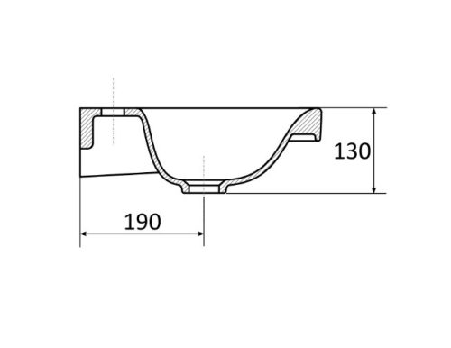Mirano VEA 49 bútorra építhető kerámia mosdó - 49 x 37 cm