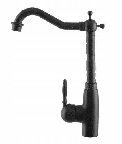 Gránit mosogatótálca NERO Verso + Vintage csaptelep + dugókiemelő (fekete)