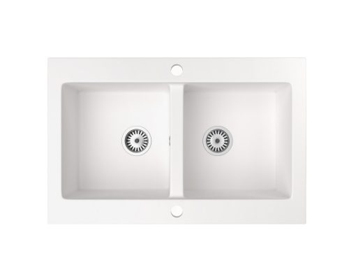 Gránit mosogatótálca NERO Verso + Steel csaptelep (fehér)