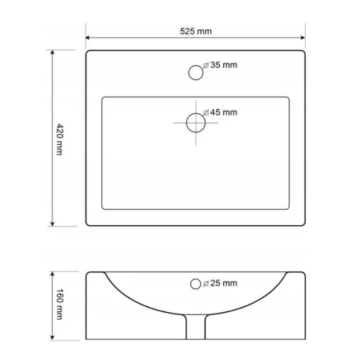 Welland M-202 pultra építhető mosdókagyló - 52 x 42 cm