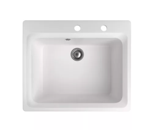 Gránit mosogató NERO Italia + Design csaptelep + adagoló (fehér)
