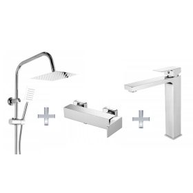   Gamma ZN1 Zuhanyrendszer  + Cube Zuhanycsaptelep + Magasított Mosdó Csaptelep